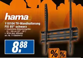 expert Techno Land Hama 118104 TV Wandhalterung Fix 65" schwarz Angebot