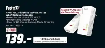 MediaMarkt Fritz! avm fritz!powerline 1260 wlan-set wlan netzwerk-adapter Angebot