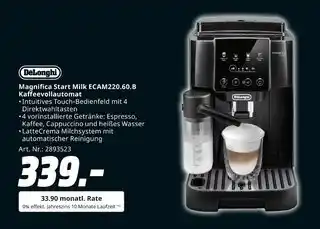 MediaMarkt Delonghi magnifica start milk ecam220.60.b kaffeevollautomat Angebot