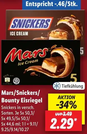 Lidl Mars/Snickers/ Bounty Eisriegel Angebot