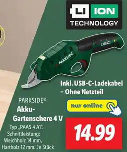 Lidl PARKSIDE Akku Gartenschere 4 V Angebot