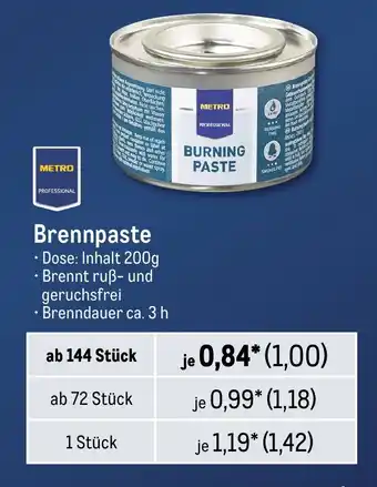 METRO METRO PROFESSIONAL Brennpaste Angebot