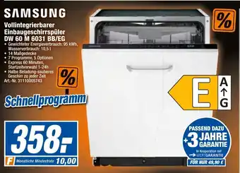 expert Techno Land Samsung Vollintegrierbarer Einbaugeschirrspüler DW 60 M 6031 BB/EG Angebot