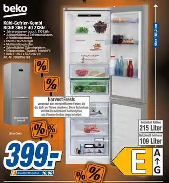 expert Techno Land Beko Kühl Gefrier Kombi RCNE 366 E 40 ZXBN Angebot