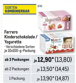 METRO Ferrero Kinderschokolade / Yogurette Angebot