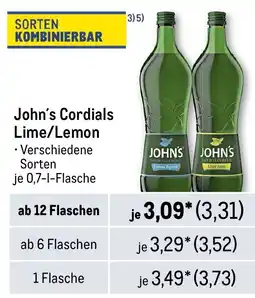 METRO John's Cordials Lime/Lemon Angebot