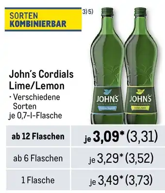 METRO John's Cordials Lime/Lemon Angebot