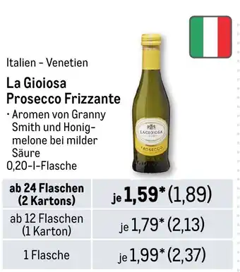 METRO La Gioiosa Prosecco Frizzante Angebot