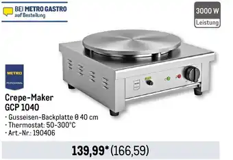 METRO METRO PROFESSIONAL Crepe-Maker GCP 1040 Angebot