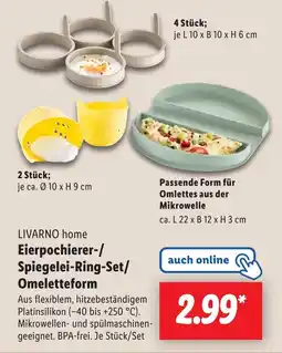 Lidl LIVARNO home Eierpochierer-/ Spiegelei-Ring-Set/ Omeletteform Angebot