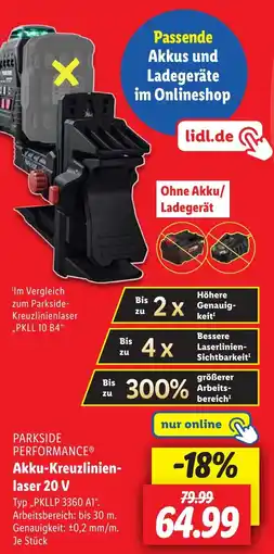 Lidl PARKSIDE PERFORMANCE Akku-Kreuzlinien- laser 20 V Angebot