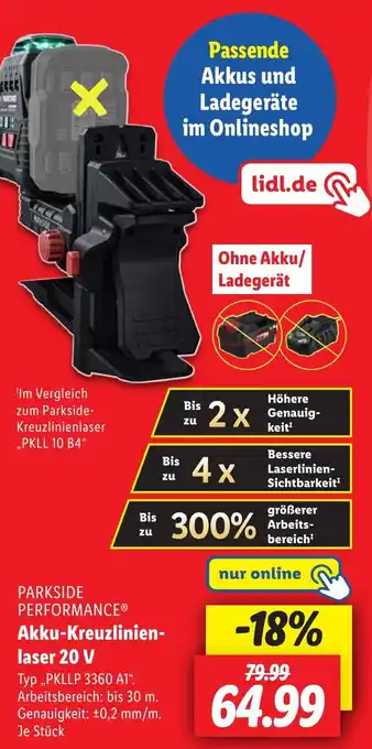 Lidl PARKSIDE PERFORMANCE Akku-Kreuzlinien- laser 20 V Angebot