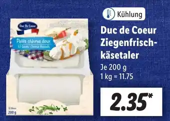 Lidl Duc de Coeur Ziegenfrisch- käsetaler Angebot