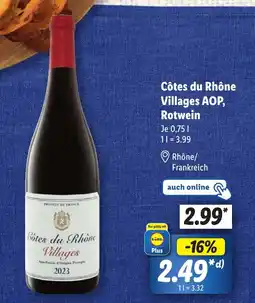 Lidl Côtes du Rhône Villages AOP, Rotwein Angebot