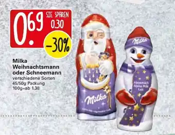 WEZ Milka Weihnachtsmann oder Schneemann 45/50g Angebot