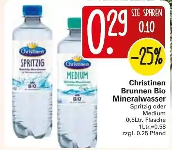 WEZ Christinen Brunnen Bio Mineralwasser 1Ltr. Angebot