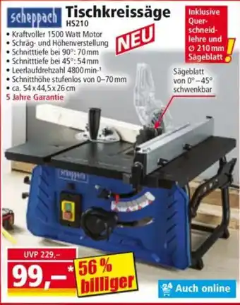 Norma scheppach Tischkreissäge Angebot