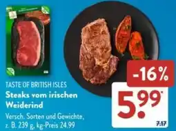 Aldi Süd TASTE OF BRITISH ISLES Steaks vom irischen Weiderind Angebot