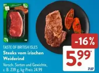 Aldi Süd TASTE OF BRITISH ISLES Steaks vom irischen Weiderind Angebot