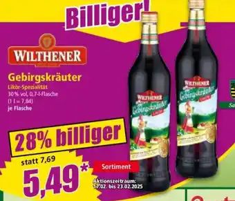 Norma WILTHENER Gebirgskräuter Likör-Spezialität Angebot