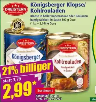 Norma DREISTERN Königsberger Klopse/ Kohlrouladen Angebot