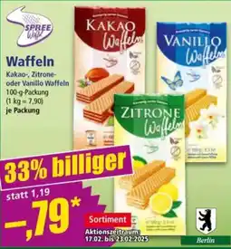 Norma SPREE Waffeln Kakao-, Zitrone- oder Vanillo Waffeln Angebot