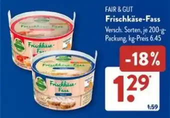 Aldi Süd FAIR & GUT Frischkäse-Fass Angebot