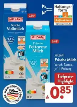 Aldi Süd MILSANI Frische Milch Angebot