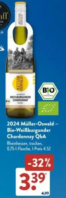 Aldi Süd 2024 Müller-Oswald - Bio-Weißburgunder Chardonnay QbA Angebot