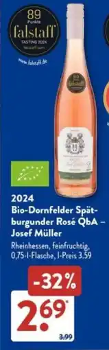 Aldi Süd 2024 Bio-Dornfelder Spät- burgunder Rosé QbA - Josef Müller Angebot