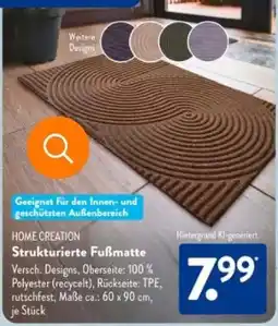 Aldi Süd HOME CREATION Strukturierte Fußmatte Angebot