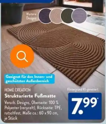 Aldi Süd HOME CREATION Strukturierte Fußmatte Angebot