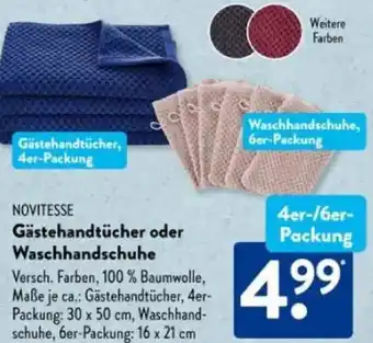 Aldi Süd NOVITESSE Gästehandtücher oder Waschhandschuhe Angebot