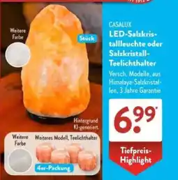 Aldi Süd CASALUX LED-Salzkris- tallleuchte oder Salzkristall- Teelichthalter Angebot