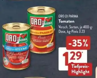 Aldi Süd ORO DI PARMA Tomaten Angebot