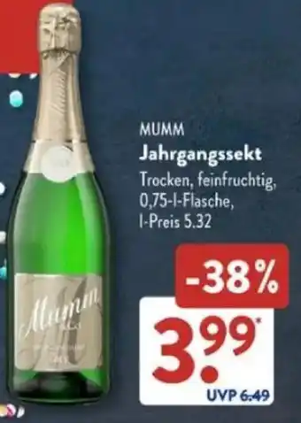 Aldi Süd MUMM Jahrgangssekt Angebot