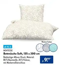 Aldi Süd NOVITESSE Bettwäsche Soft, 135 x 200 cm Angebot