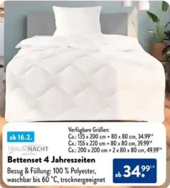 Aldi Süd TRAUMNACHT Bettenset 4 Jahreszeiten Angebot