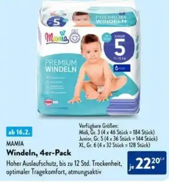 Aldi Süd MAMIA Windeln, 4er-Pack Angebot