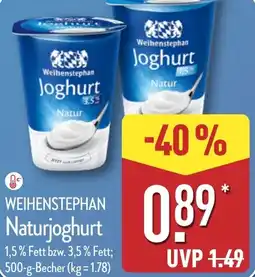 Aldi Nord WEIHENSTEPHAN Naturjoghurt Angebot