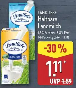 Aldi Nord LANDLIEBE Haltbare Landmilch Angebot