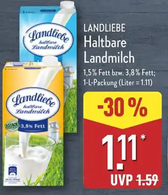 Aldi Nord LANDLIEBE Haltbare Landmilch Angebot