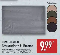 Aldi Nord HOME CREATION Strukturierte Fußmatte Angebot