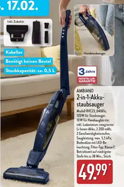 Aldi Nord AMBIANO 2-in-1-Akku- staubsauger Angebot