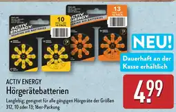 Aldi Nord ACTIV ENERGY Hörgerätebatterien Angebot