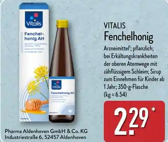 Aldi Nord VITALIS Fenchelhonig Angebot