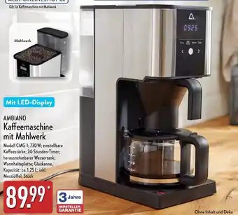 Aldi Nord AMBIANO Kaffeemaschine mit Mahlwerk Angebot