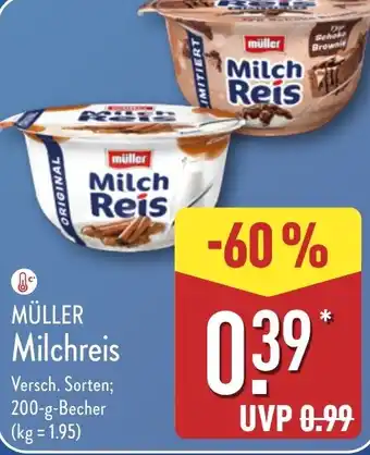 Aldi Nord MÜLLER Milchreis Angebot