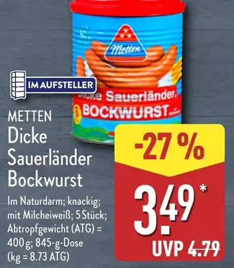 Aldi Nord METTEN Dicke Sauerländer Bockwurst Angebot