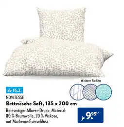 Aldi Nord NOVITESSE Bettwäsche Soft, 135 x 200 cm Angebot